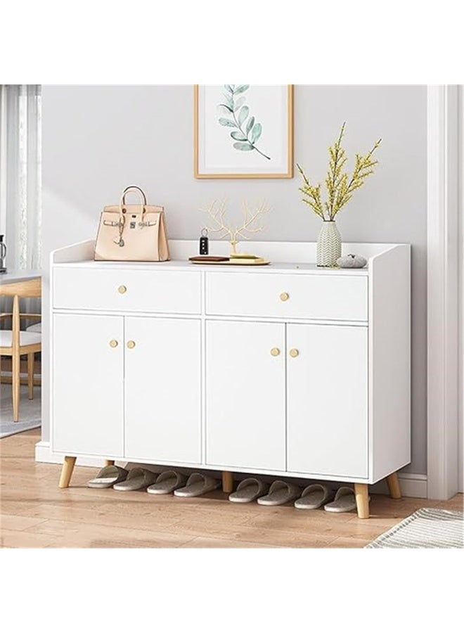 Shoe Cabinet, Wooden Shoe Rack Organizer with Drawers and Doors, Large Capacity Shoe Storage Cabinet for Closet Entryway Hallwayf, Free Standing Shoes Shelves, 120*30*84cm (White) - Image 3