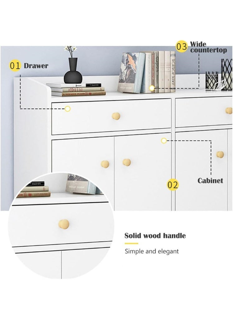 Shoe Cabinet, Wooden Shoe Rack Organizer with Drawers and Doors, Large Capacity Shoe Storage Cabinet for Closet Entryway Hallwayf, Free Standing Shoes Shelves, 120*30*84cm (White) - Image 4