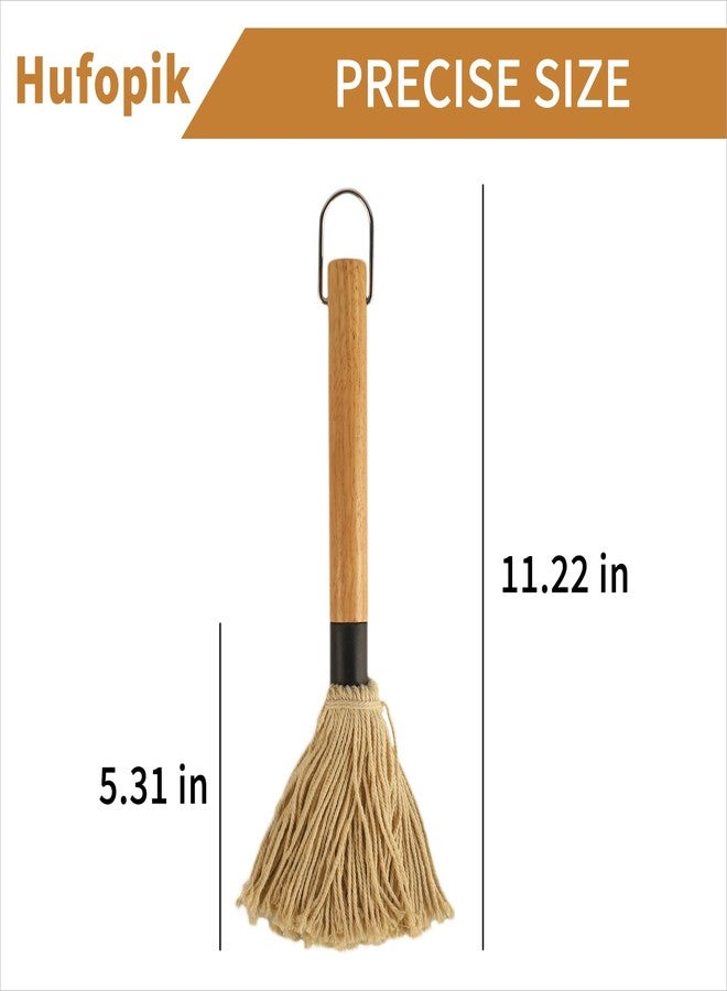 WHTCHSU 11.2 Inch BBQ Mop Brushes for Sauce, Grill Basting Mop Wooden Long Handle BBQ Mop with 1 Extra Replacement Heads for BBQ Grilling Smoking Steak - Image 2