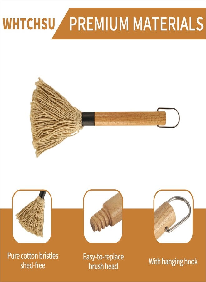 WHTCHSU 11.2 Inch BBQ Mop Brushes for Sauce, Grill Basting Mop Wooden Long Handle BBQ Mop with 1 Extra Replacement Heads for BBQ Grilling Smoking Steak - Image 4