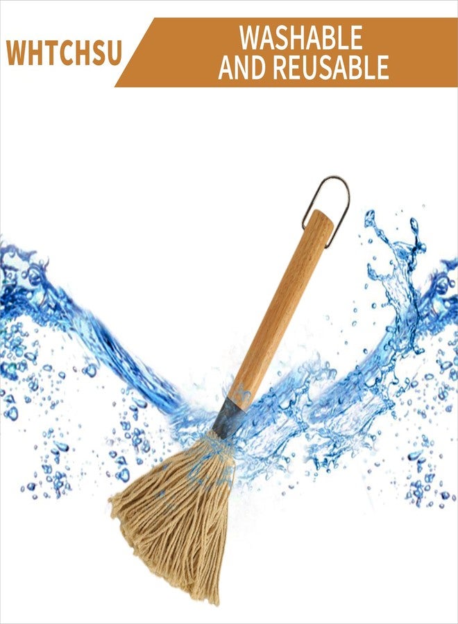 WHTCHSU 11.2 Inch BBQ Mop Brushes for Sauce, Grill Basting Mop Wooden Long Handle BBQ Mop with 1 Extra Replacement Heads for BBQ Grilling Smoking Steak - Image 5