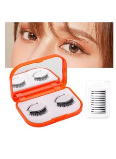 KASTWAVE 2 Pairs Self Adhesive Eyelashes 10 Refills with box 3D Faux Mink Lashes Magnetic No Glue Natural Thick Wispy Strip Fake for Makeup Extension  - Image 1
