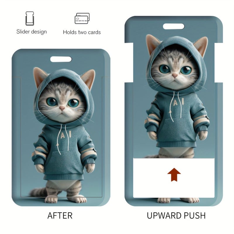 A Cat Series 2D Card Holder With Wrist Strap For Doctor Nurse Bus Card Campus Student ID Card - Image 4