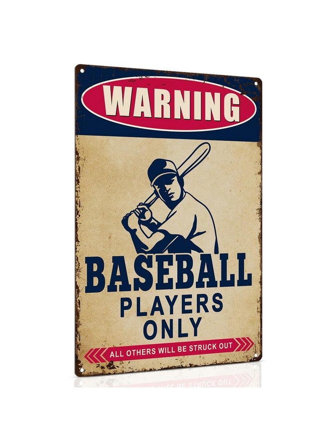 ALKB Boys Baseball Gifts - 8x12 Inch Warning Sign Baseball Players Only - Boys Room Decorations for Bedroom - Image 1