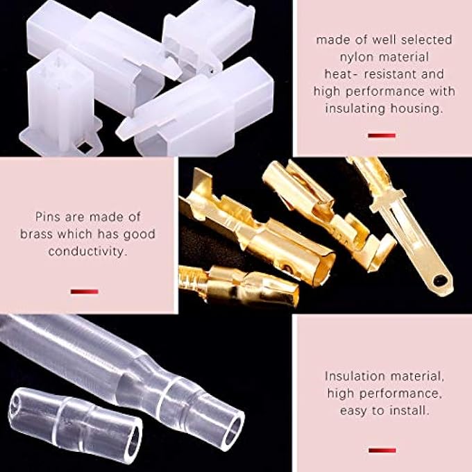 Hilitchi 700 Pcs 28Mm 2 3 4 6 9 Pin Automotive Electrical Wire Connectors Pin Header Crimp Wire Terminals Assortment Kit With 30 Sets 4Mm Car Motorcycle Bullet Terminal Wire Connectors With Cover - Image 5