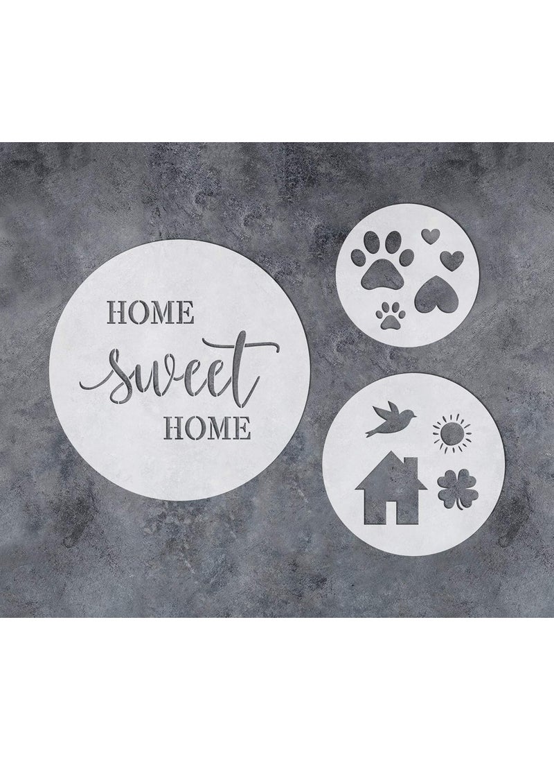 G GSS Designs GSS Designs Home Sweet Home Stencil - Pack of 3 Circle Stencils for Painting - Reusable Mylar Stencils for Painting on Wood Door Signs - Assorted Size Circles  - Image 1