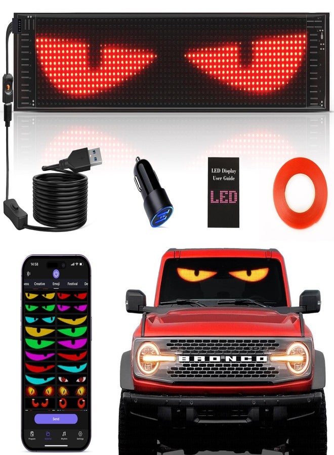 مصباح Rayhome Devil Eyes للسيارة، شاشة زجاجية أمامية مرنة كاملة الألوان على شكل عيون كبيرة، شاشة LED قابلة للبرمجة للسيارة، لافتة ضوئية LED قابلة للتمرير لنافذة السيارة. - Image 1