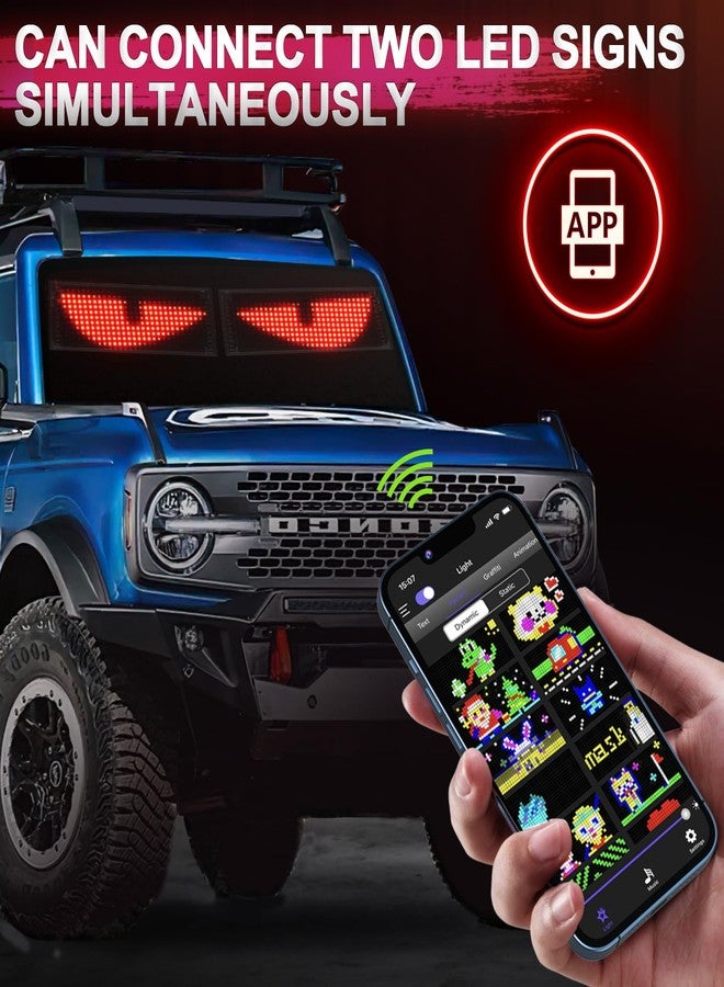 مصباح Rayhome Devil Eyes للسيارة، شاشة زجاجية أمامية مرنة كاملة الألوان على شكل عيون كبيرة، شاشة LED قابلة للبرمجة للسيارة، لافتة ضوئية LED قابلة للتمرير لنافذة السيارة. - Image 2