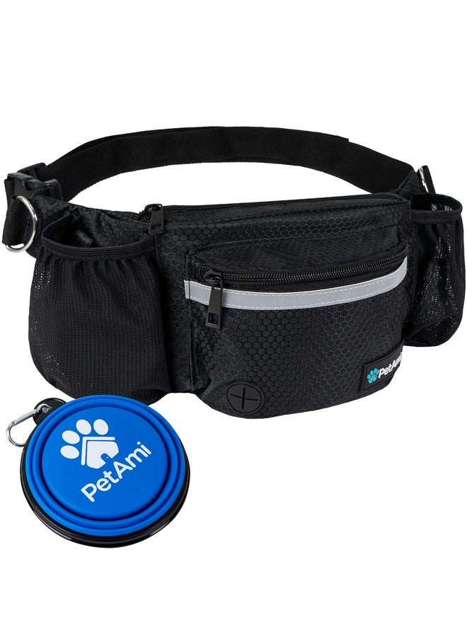 PetAmi PetAmi Dog Fanny Pack, Treat Pouch for Dog Walking, Training, Built in Poop Bag Dispenser, Water Bottle Holder, Collapsible Bowl, Pet Treat Waist Belt for Hiking, Running, Kibbles (Black) - Image 1