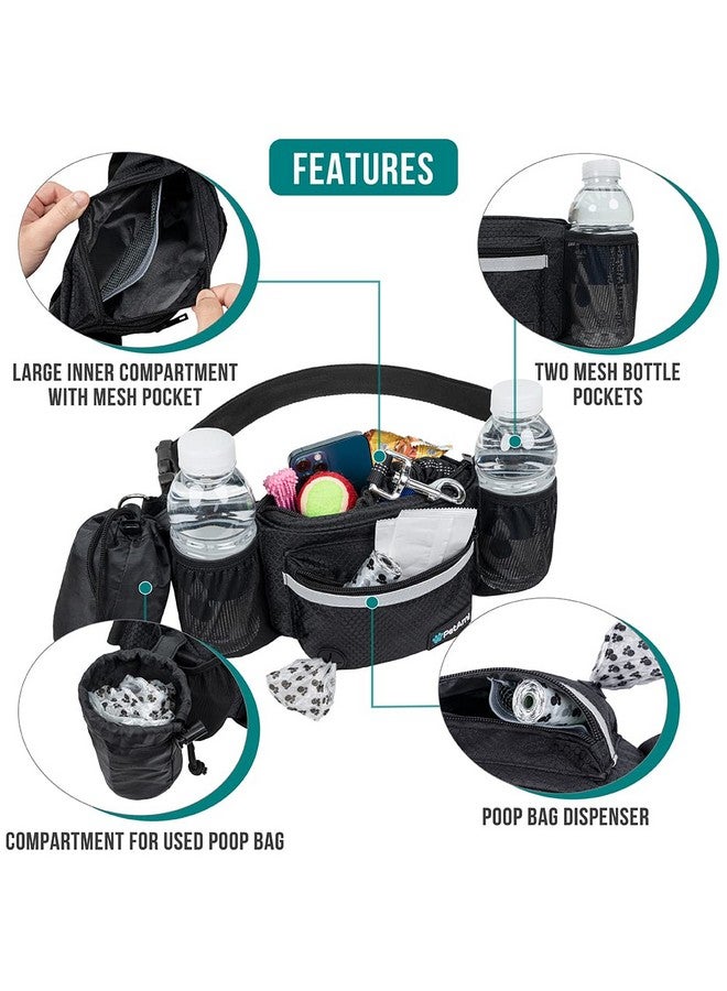 PetAmi PetAmi Dog Fanny Pack, Treat Pouch for Dog Walking, Training, Built in Poop Bag Dispenser, Water Bottle Holder, Collapsible Bowl, Pet Treat Waist Belt for Hiking, Running, Kibbles (Black) - Image 3