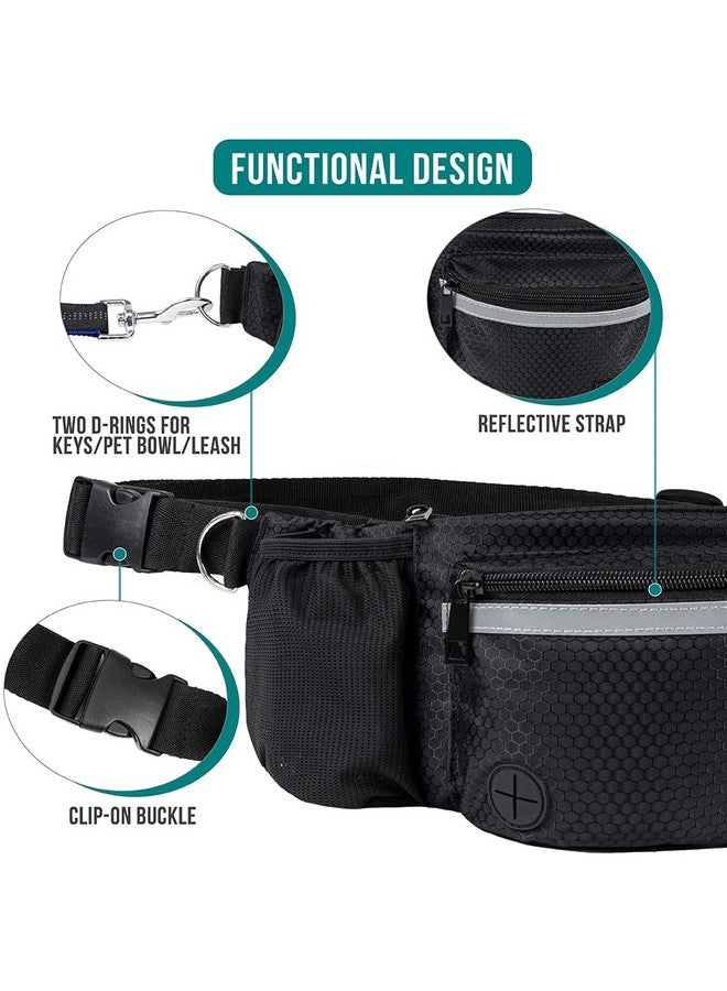 PetAmi PetAmi Dog Fanny Pack, Treat Pouch for Dog Walking, Training, Built in Poop Bag Dispenser, Water Bottle Holder, Collapsible Bowl, Pet Treat Waist Belt for Hiking, Running, Kibbles (Black) - Image 4