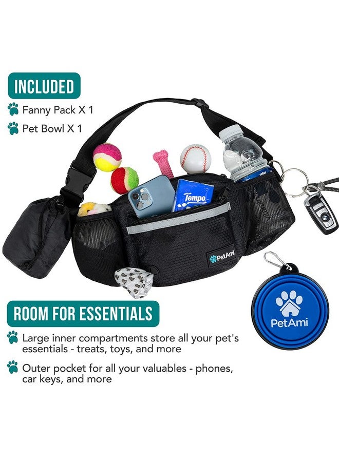 PetAmi PetAmi Dog Fanny Pack, Treat Pouch for Dog Walking, Training, Built in Poop Bag Dispenser, Water Bottle Holder, Collapsible Bowl, Pet Treat Waist Belt for Hiking, Running, Kibbles (Black) - Image 2
