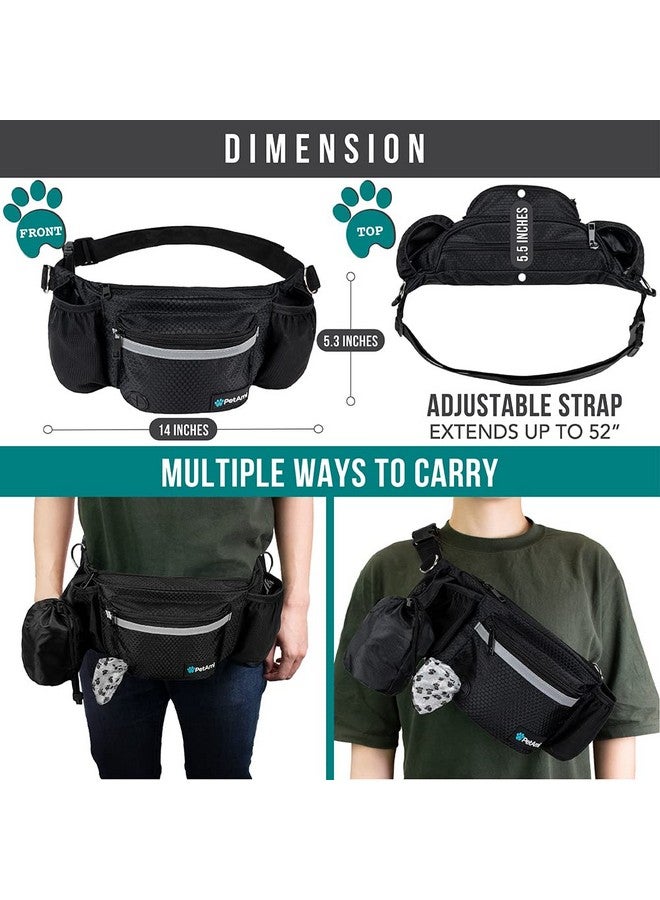 PetAmi PetAmi Dog Fanny Pack, Treat Pouch for Dog Walking, Training, Built in Poop Bag Dispenser, Water Bottle Holder, Collapsible Bowl, Pet Treat Waist Belt for Hiking, Running, Kibbles (Black) - Image 5