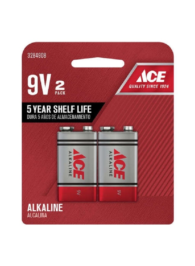ACE 2-Piece 9V Long Lasting Cost-Effective Stable Voltage Alkaline Battery Red and Silver 11.8 x 1.78 x 9.3 cm 3284908 