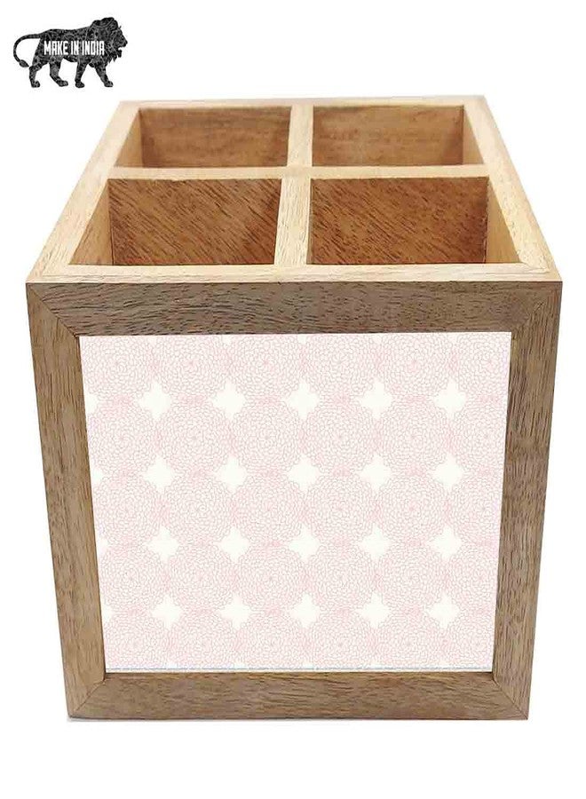 Nutcase Wooden Cutlery Stand Holder Silverware Caddy Spoons Forks Knives Organizer for Dining Table & Kitchen -Made in India-Spoons NOT Included - Beautiful Pink Flower - Image 4