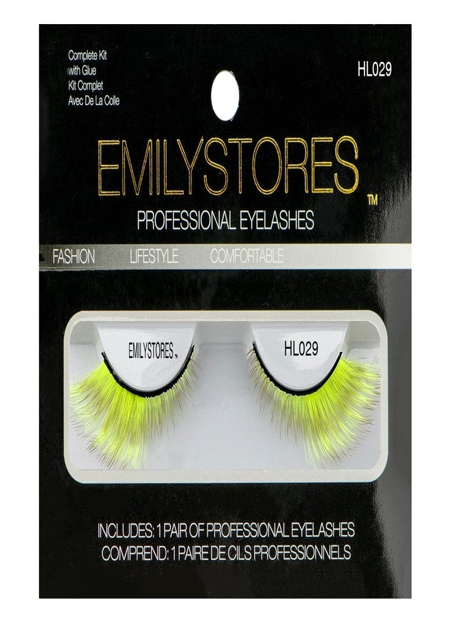 EMILYSTORES Halloween False Eyelashes Neon Green Black-Red Yellow Dramatic Costume Lashes 1 Pair for Halloween Costume Makeup (Yellow) - Image 2