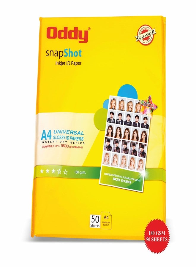 Oddy 180 GSM A4 Size Glossy Photo Paper – Water Proof, Instant Drying, Pack of 50 Sheets, Compatible with Inkjet Printer - Image 1