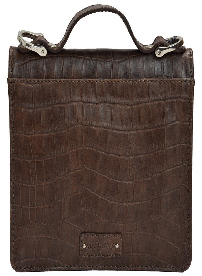 MANDAVA Genuine Leather Women's Mini Side Bag Satchel Sling Shoulder Bag Ladies Handbag (BROWN) - Image 4