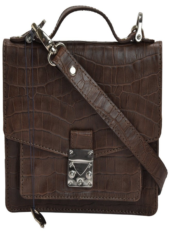 MANDAVA Genuine Leather Women's Mini Side Bag Satchel Sling Shoulder Bag Ladies Handbag (BROWN) - Image 1