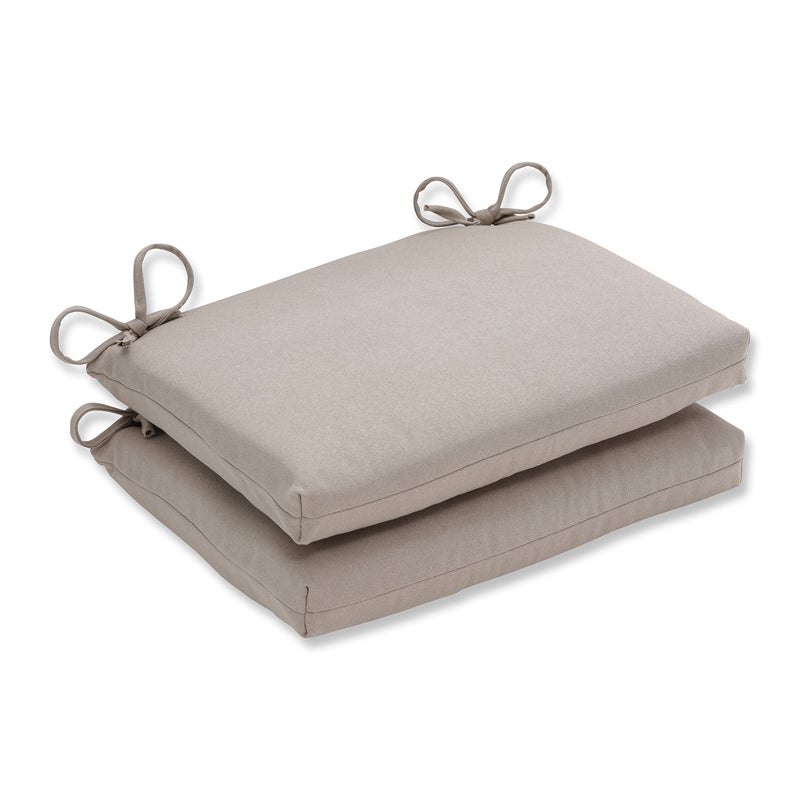 Pillow Perfect Pompeii Solid IndoorOutdoor Patio Seat Cushions Plush Fiber Fill Weather and Fade Resistant Square Corner  16 x 185 Beige 2 Count