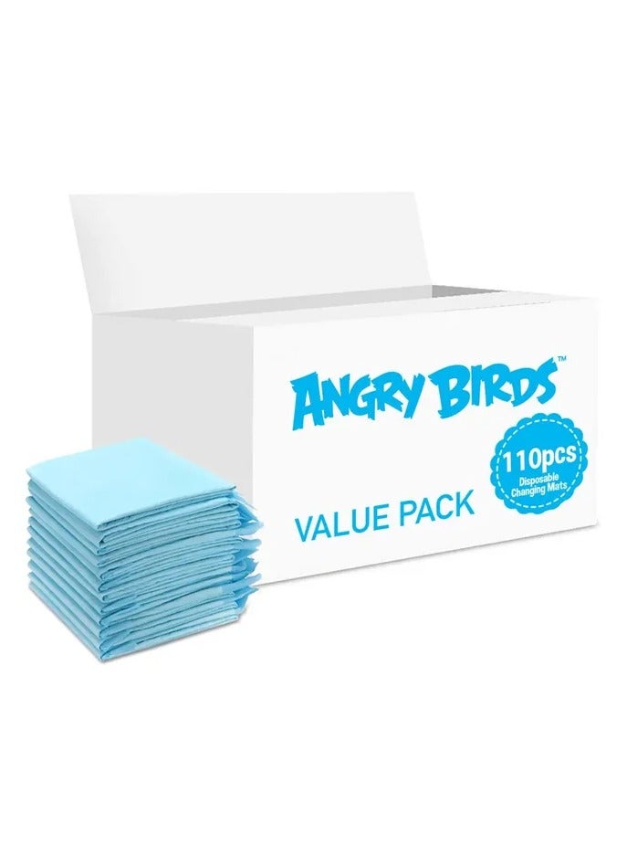 Angry Bird حصائر تغيير قابلة للاستخدام مرة واحدة من أنغري بيرد، 110 قطعة، حصيرة ناعمة مقاومة للماء - Image 1