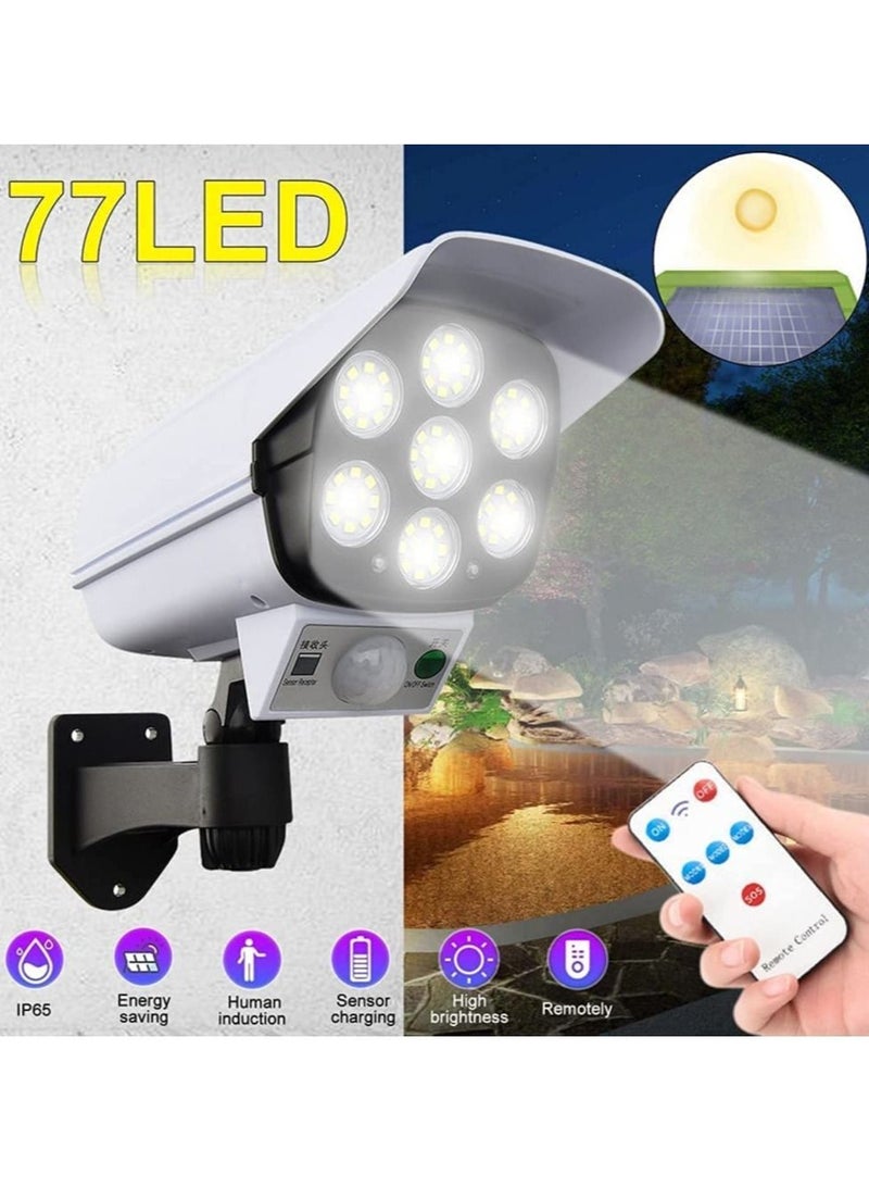Solar Wall-mounted Light with Remote Control,Auto Infrared Motion ​Sensor Light，Simulation Surveillance CCTV Light，Roatable Angle Adjustable Wall Light for Outdoor Corridor Pathway Diwali Diya(2 Pack)