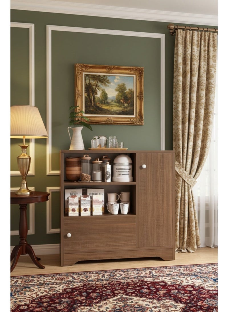 Side storage cabinet, versatile cabinet for living room, office, kitchen, coffee corner cabinet, storage space with three shelves and two doors - Image 1