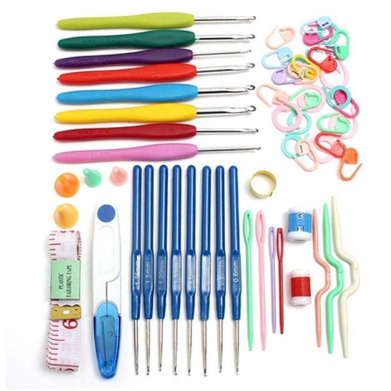 Brille Bee Knitting Crochet Hook Needle Set 52pcs Arts Sewing Knitting Needle Kit Craft Weaving Yarn Sewing Tools
