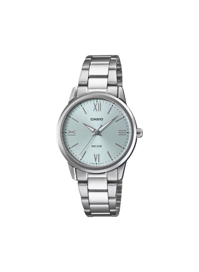 كاسيو ساعة كاسيو إنتيسر التناظرية ذات المينا الزرقاء LTP-1303DD-2AV المصنوعة من الفولاذ المقاوم للصدأ - Image 1