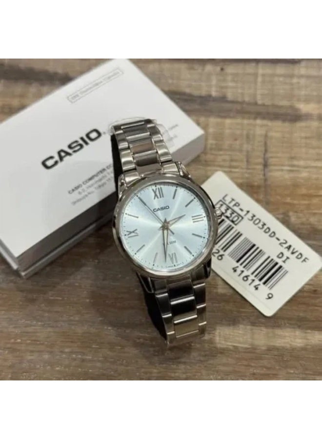 كاسيو ساعة كاسيو إنتيسر التناظرية ذات المينا الزرقاء LTP-1303DD-2AV المصنوعة من الفولاذ المقاوم للصدأ - Image 2