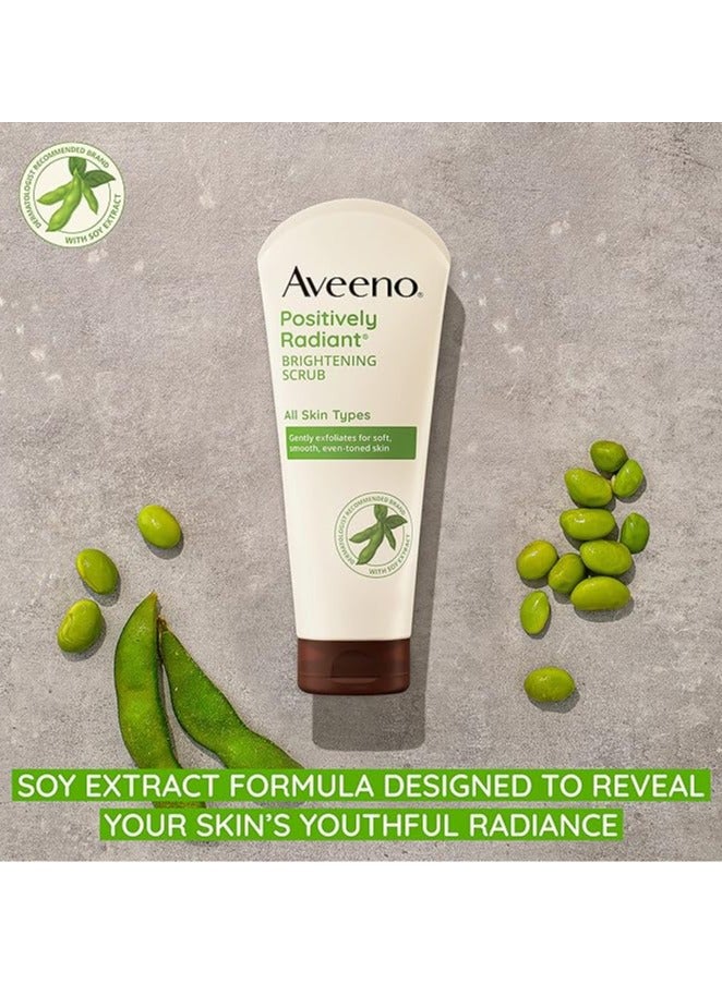 Aveeno Aveeno Positively Radiant Exfoliating Facial Scrub, Brightening Face Scrub with Soy Extract to Visibly Improve Skin Tone and Texture, Oil-Free, Soap-Free, Hypoallergenic Formula, 7 FL OZ  - Image 2