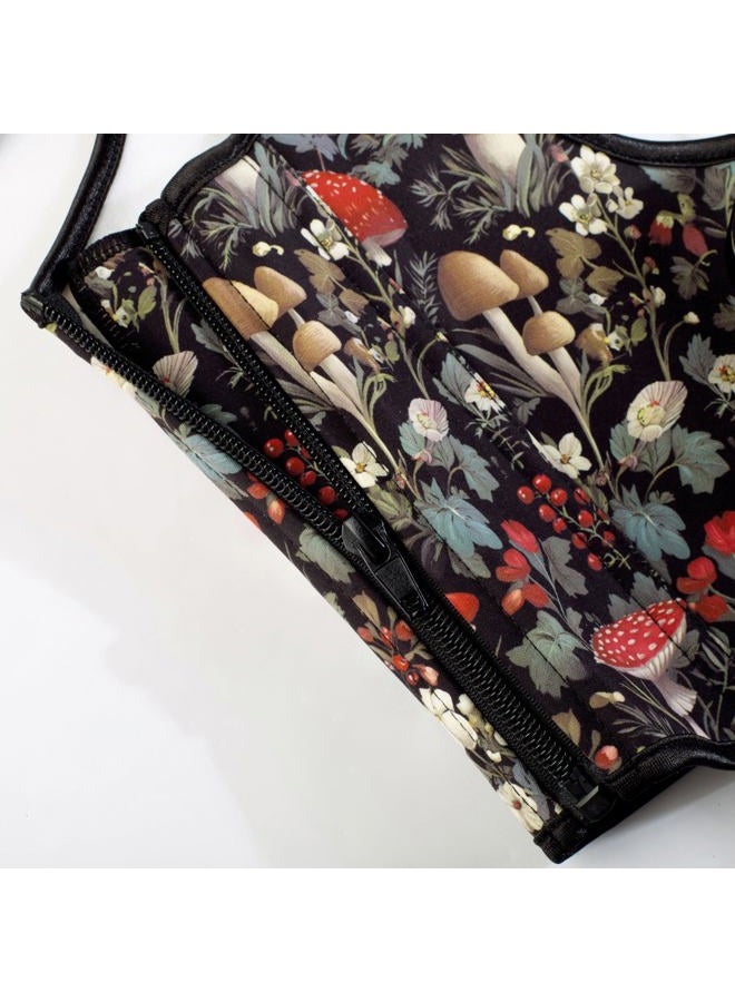 Scarlet Darkness Women's Renaissance Corset Floral Underbust Corset Tops Vintage Boned Corset, Black Green-red Floral, 14 - Image 5