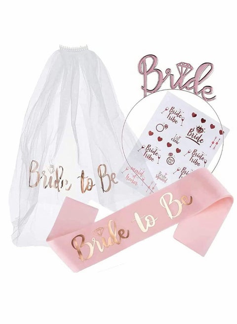 مجموعة تزيين العروس تو بي، وشاح، وتاج عصابة الرأس، وحجاب مع مشط، ولافتة مربوطة مسبقًا بحجر الراين، وديكورات هدايا الزفاف