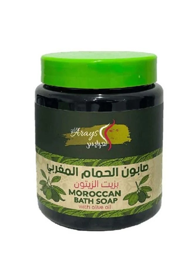 Alarays - Moroccan Bath Soap with Olive Oil  700 ml With Moroccan Luffa Bath Gloves - Image 1