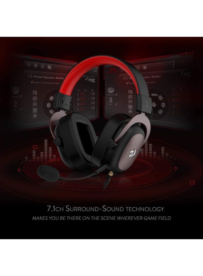 ريدراجون سماعة ألعاب سلكية مزودة بمحركات صوتية Zeus H510-FB مقاس 3.5 ملم، صوت ستيريو، ميكروفون عازل للضوضاء، تصميم مريح، مقبس 3.5 ملم مع محول USB، سماعات ألعاب للكمبيوتر الشخصي، واللابتوب، ووحدات التحكم - Image 4