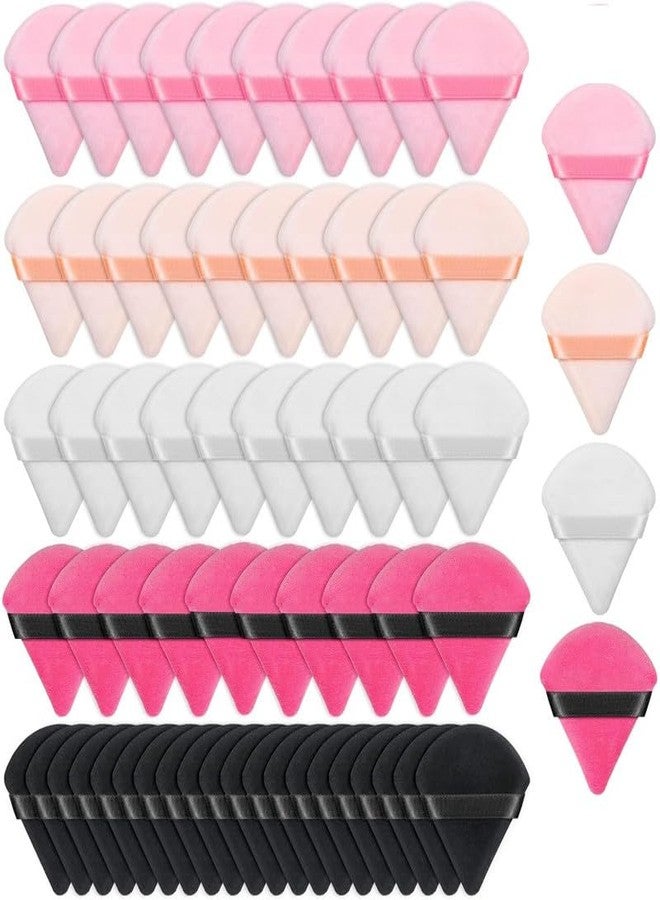 DATNASAYAD 64 Pieces Triangle Cosmetic Loose Powder Puffs Washable Reusable Soft Plush Foundation Sponge for Face Body Wet Dry Makeup Tool- Multicolor Pack of 64 - Image 1