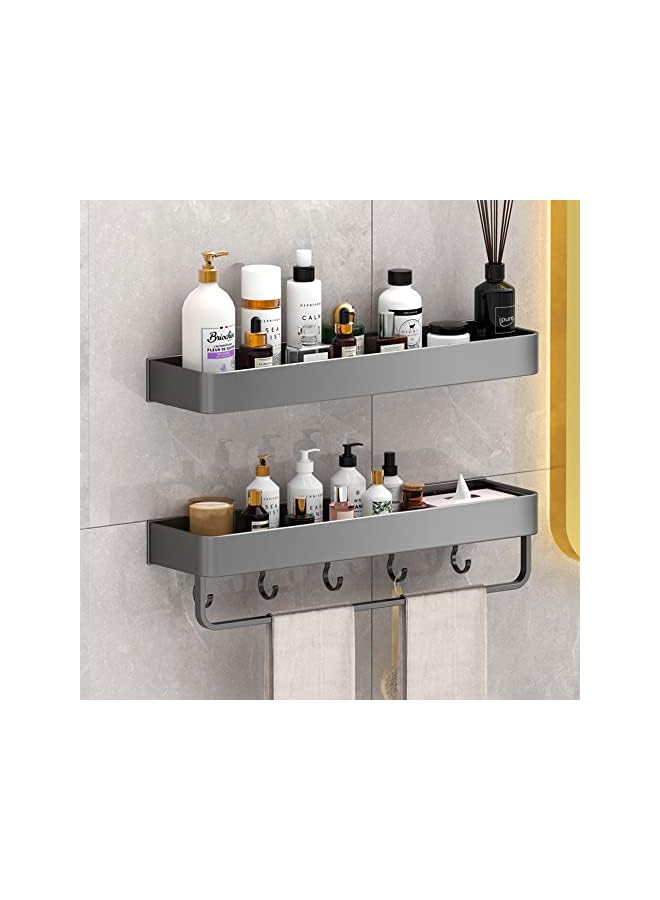 U-HOOME 2PACK Shower Caddy Adhesive Bathroom Shelf Organizer, No Drilling Shower Shelf Rack Holder with Hooks and Towel rack，Floating Shelf for Bathroom,Kitchen,Toilet - Image 3