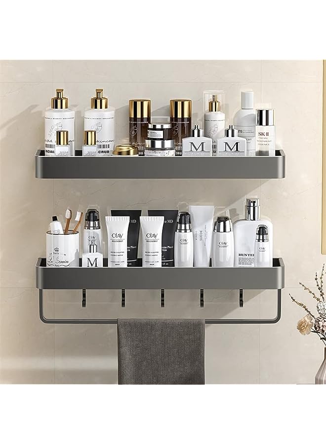 U-HOOME 2PACK Shower Caddy Adhesive Bathroom Shelf Organizer, No Drilling Shower Shelf Rack Holder with Hooks and Towel rack，Floating Shelf for Bathroom,Kitchen,Toilet - Image 1