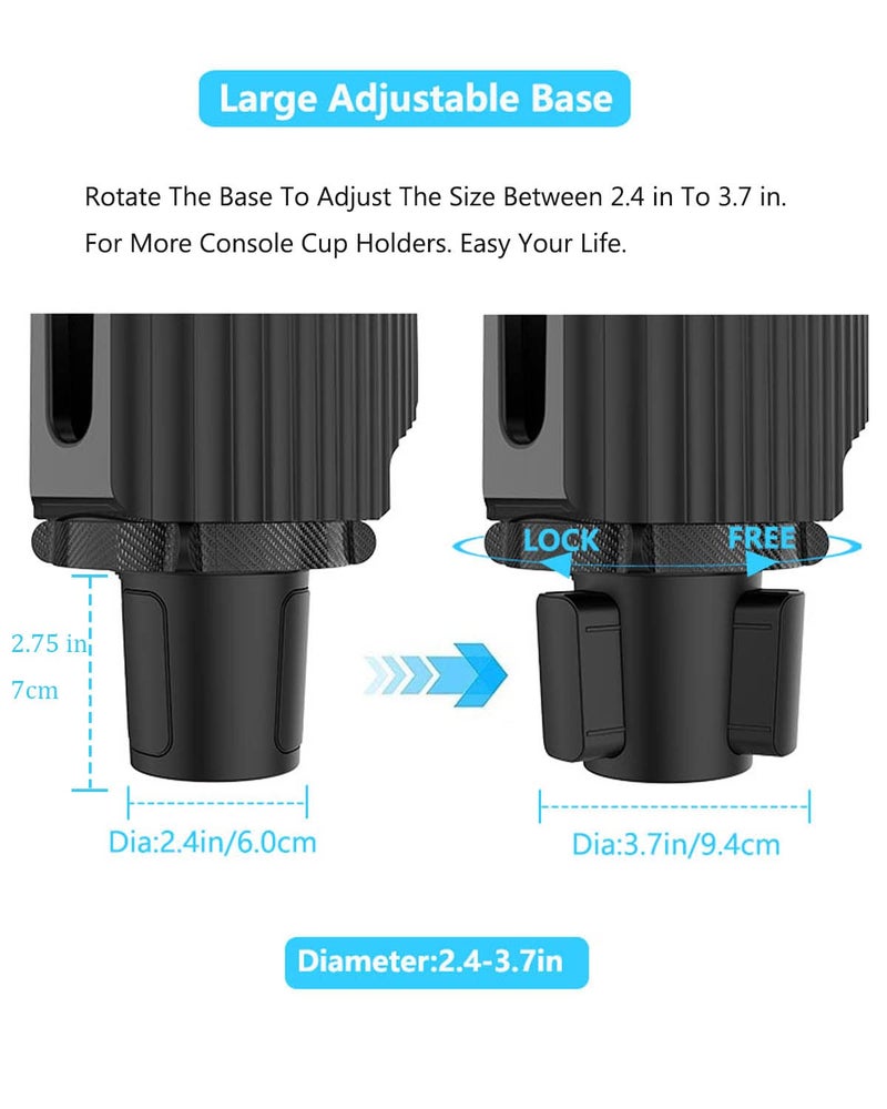 NATGIC Car Cup Holder Expander Adapter for Large Water Cups,2 Drink Bottles,Cup Coffee Bottles,NATGIC 4-in-1 Cup Holders Expander for Trucks,Sedan, Vehicle Adjustable Cup Holder Expander for Mugs - Image 2