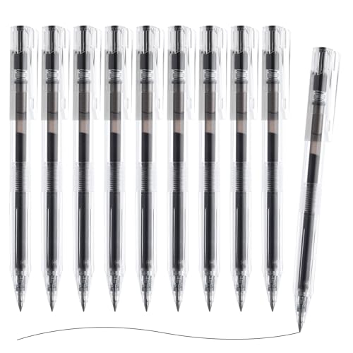 M.G M&G Gel Pens 10 Pcs, 0.5mm Retractable Black Ink Gel Pen Fine Point Smooth Writing, Gel Ink Pen with Quick Drying Ink for Journaling and Note Taking, Minimalist Gel Pens for Office School Home Gift - Image 1