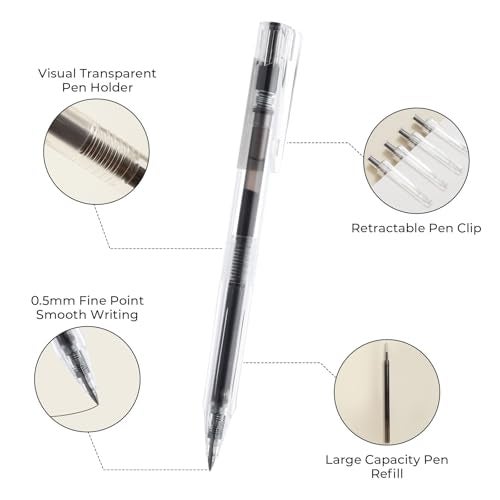 M.G M&G Gel Pens 10 Pcs, 0.5mm Retractable Black Ink Gel Pen Fine Point Smooth Writing, Gel Ink Pen with Quick Drying Ink for Journaling and Note Taking, Minimalist Gel Pens for Office School Home Gift - Image 3
