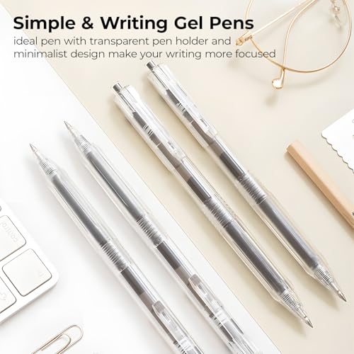 M.G M&G Gel Pens 10 Pcs, 0.5mm Retractable Black Ink Gel Pen Fine Point Smooth Writing, Gel Ink Pen with Quick Drying Ink for Journaling and Note Taking, Minimalist Gel Pens for Office School Home Gift - Image 2