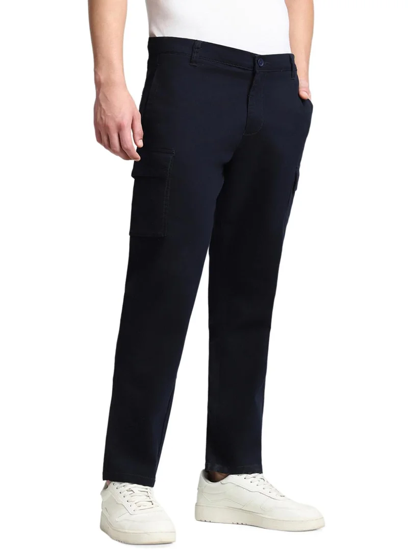 Dennis Lingo Navy Cargo Trousers for Men, Slim Fit, Cotton Lycra