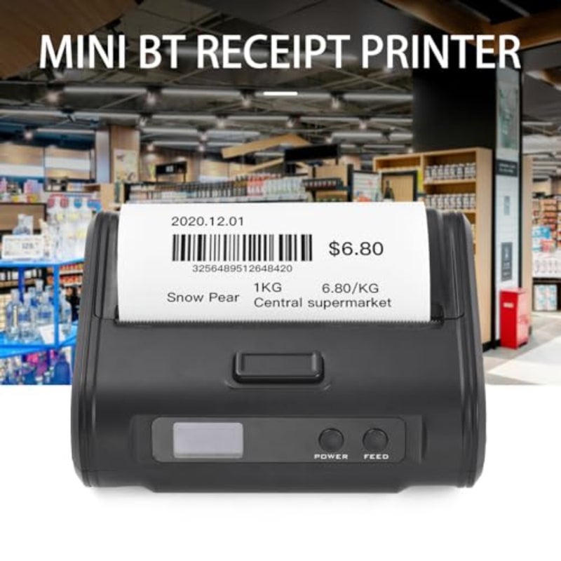 Wireless Thermal Receipt Printer 4-inch 110mm Portable Mobile Printer 203dpi Clear Print BT+USB Connect for Small Business Market Grocery Store Supports Continuous Paper/Perforated Paper/Gap Paper - Image 4
