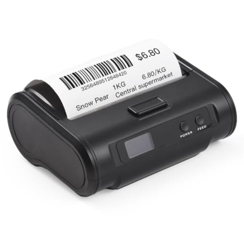 Wireless Thermal Receipt Printer 4-inch 110mm Portable Mobile Printer 203dpi Clear Print BT+USB Connect for Small Business Market Grocery Store Supports Continuous Paper/Perforated Paper/Gap Paper - Image 1