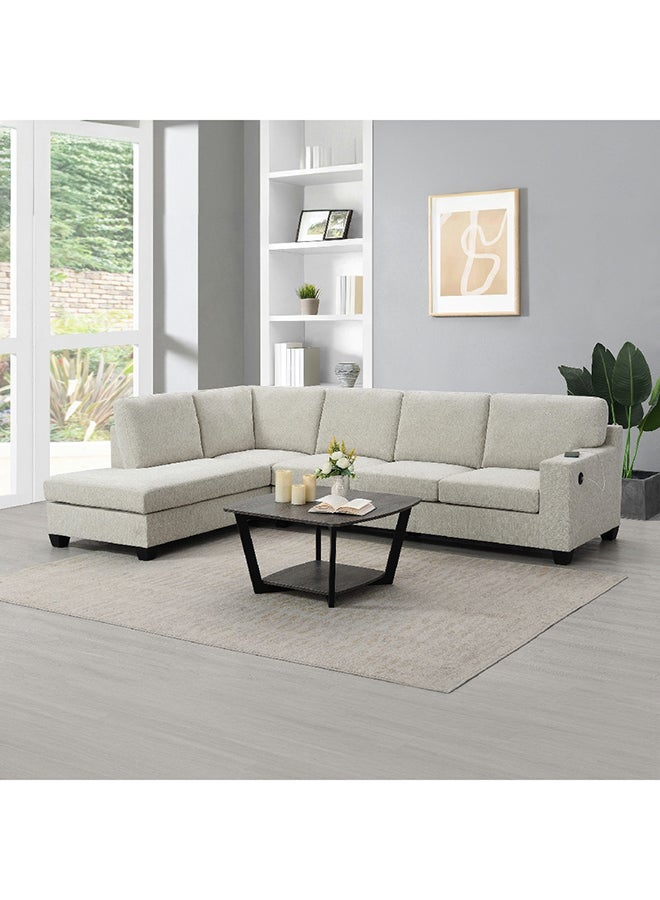 هوم بوكس طقم أرائك سيمبسون قماش زاوية يسار مكون من قطعتين و4 مقاعد مع منفذ USB 204 × 85.5 × 84.5 سم - Image 1