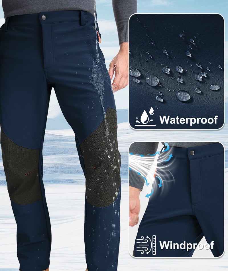Zoofly Mens Snowboard Pants Warm Outdoor Winter Pants for Men Water Resistant Fleece Linning Thermal Ski Pants Navy Blue - Image 3