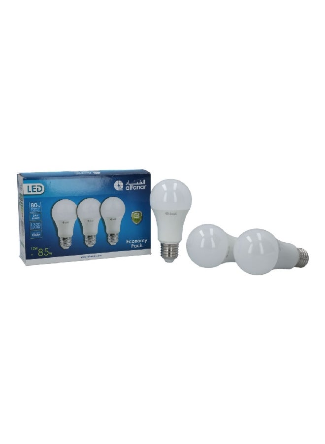 alfanar 3-Piece Dl 12W 6000K Promo E27 LED Bulb Set White 12.6 x 18.4 x 6.6 cm LEDT-BULB12DL-PRO - Image 1