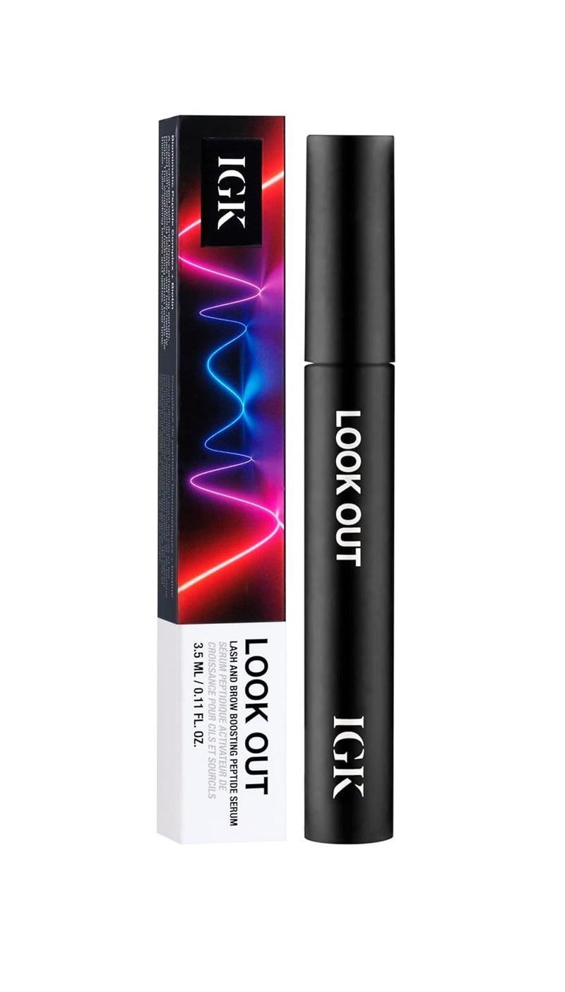 IGK Look Out Lash and Brow Boosting Peptide Serum Increases Thickness Fullness Density of Brows and Lashes Dermatologist Ophthalmologist Approved Vegan CrueltyFree 011 Fl Oz - Image 1