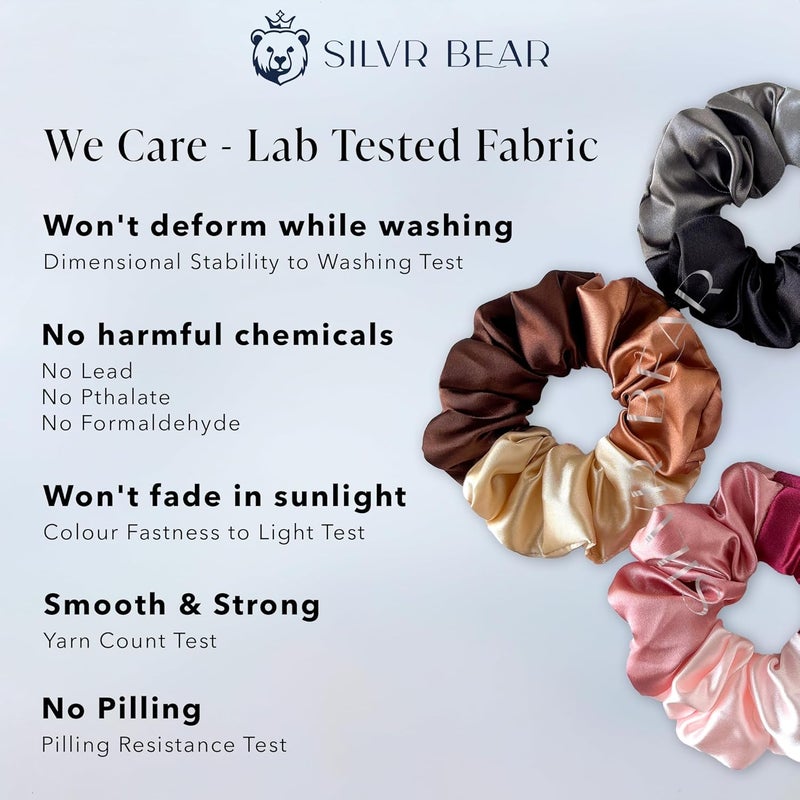 Silvr Bear Satin Scrunchies for Women - Triple Tone - Scrunchies Set - 4 pack - Best Gift - Image 5